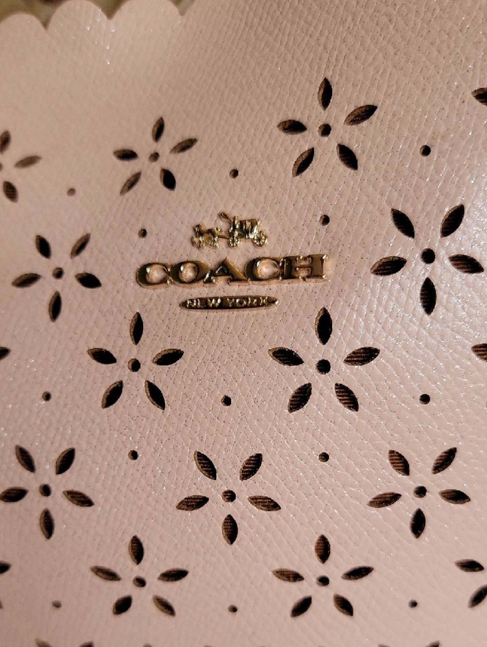 Coach Blush Pink Perforated Floral Scallop-Edge Tote - Picture 2 of 11